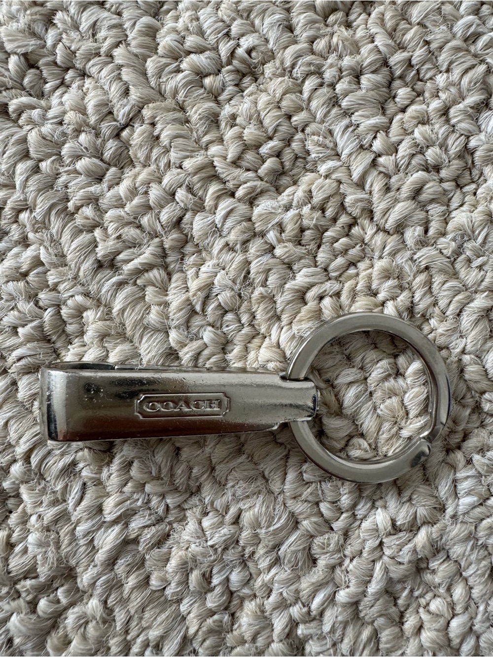Coach Metallic Silver Key Fob Ring